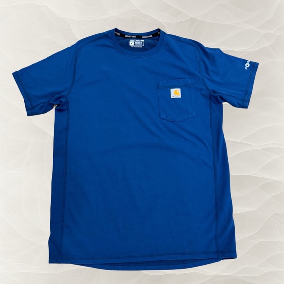 Carhartt T Shirt Mens Medium Blue Crew Neck Chest‎ Pocket Short Sleeve Casual - Picture 1 of 6
